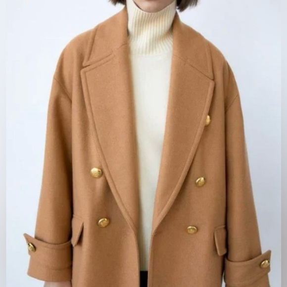 Zara Gold Button Coat - Picture 2 of 12